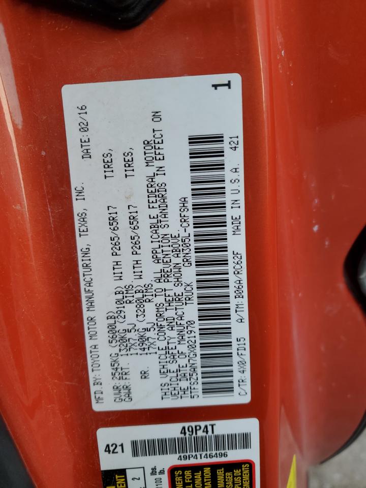 2016 Toyota Tacoma Access Cab VIN: 5TFSZ5AN7GX021970 Lot: 83885254