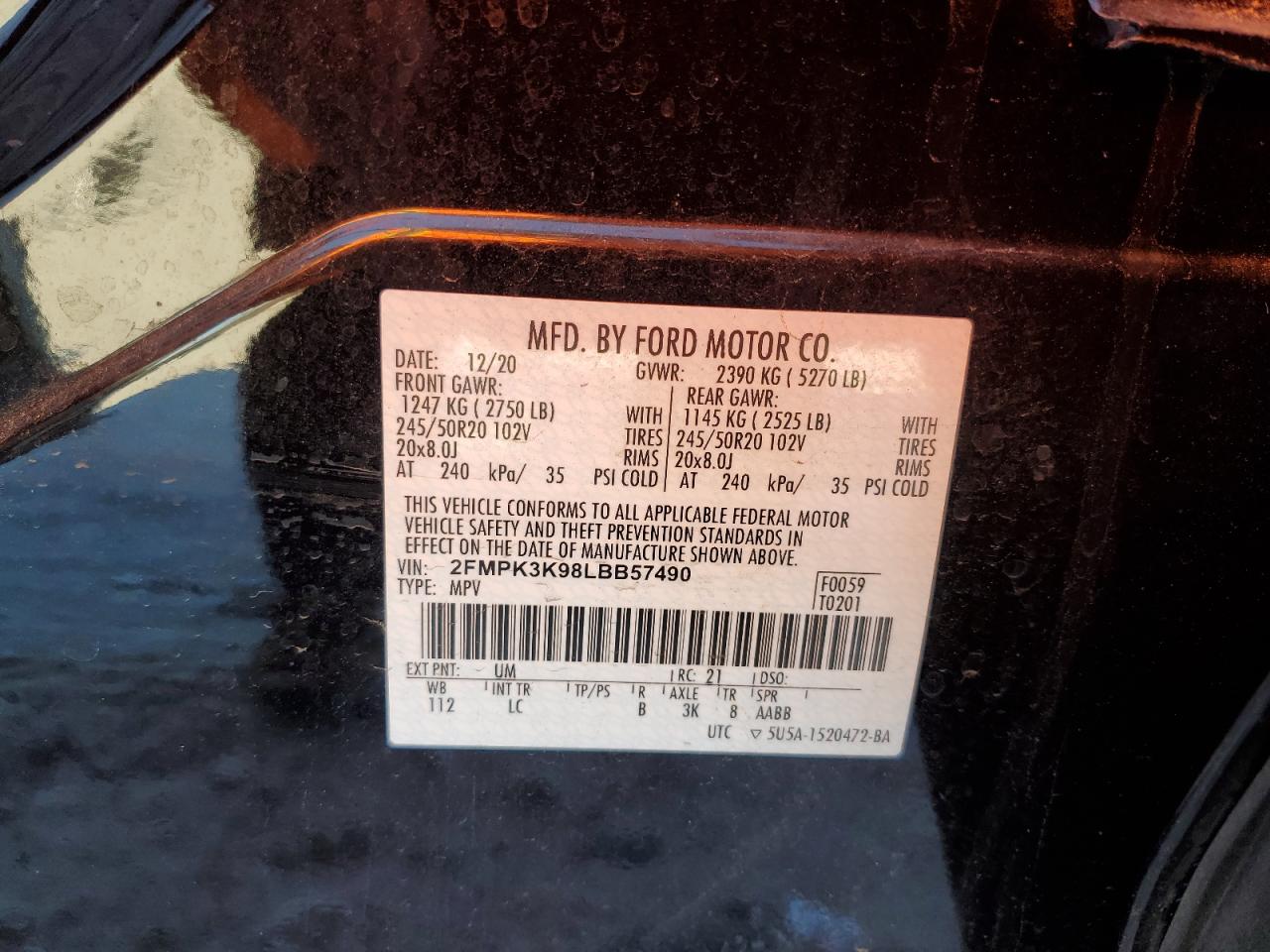 VIN 2FMPK3K98LBB57490 2020 FORD EDGE no.14