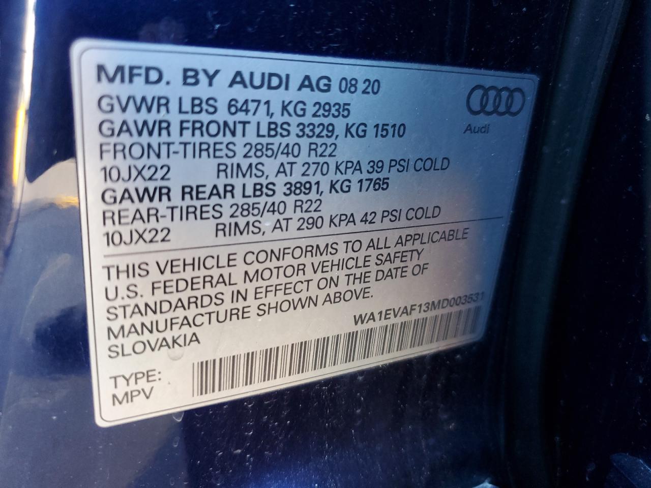WA1EVAF13MD003531 2021 AUDI Q8 - Image 13