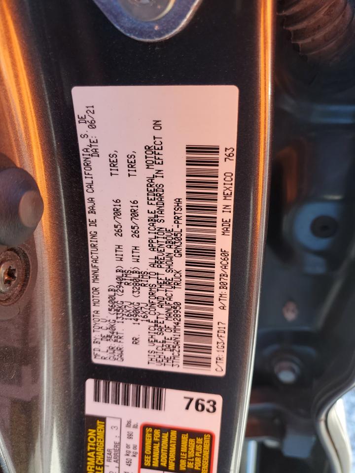 VIN 3TMCZ5AN1MM428950 2021 TOYOTA TACOMA no.12