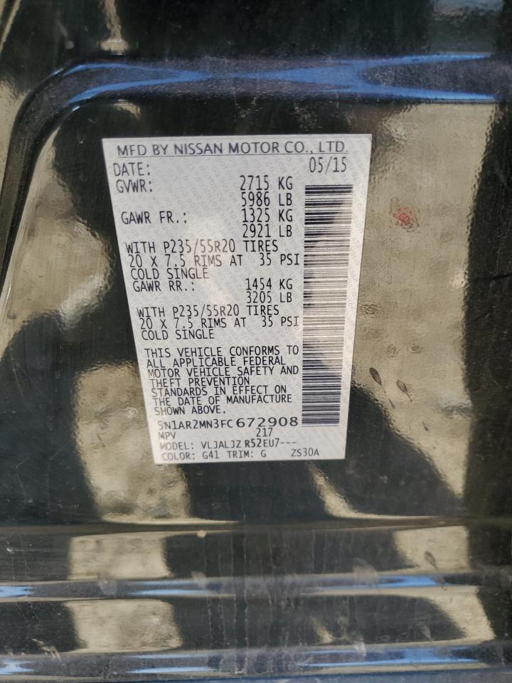 2015 Nissan Pathfinder S VIN: 5N1AR2MN3FC672908 Lot: 84276504