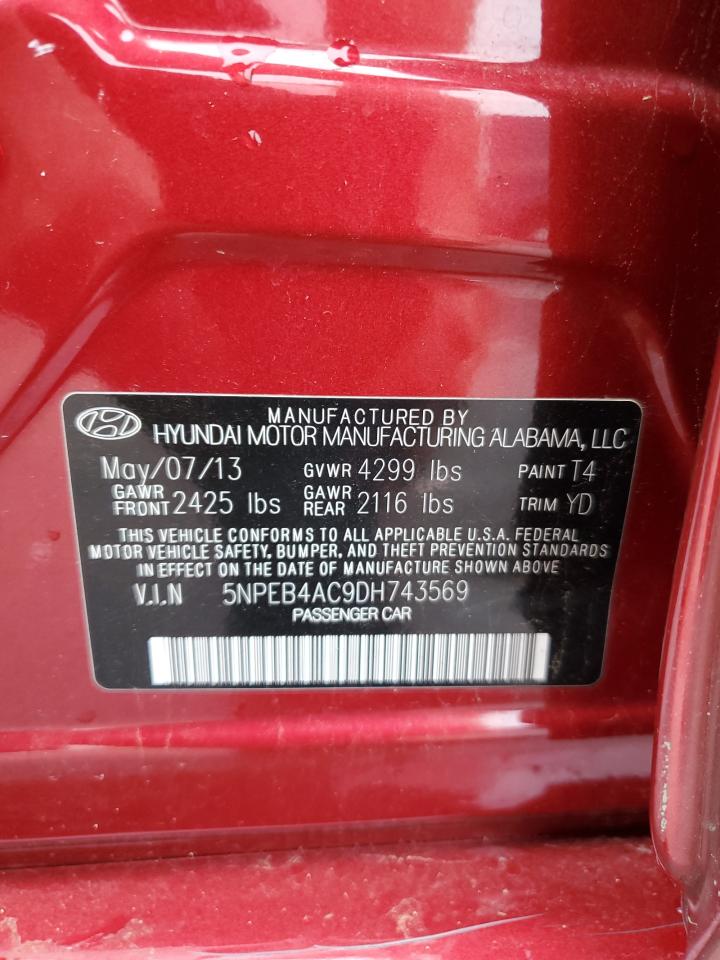 2013 Hyundai Sonata Gls VIN: 5NPEB4AC9DH743569 Lot: 83713894