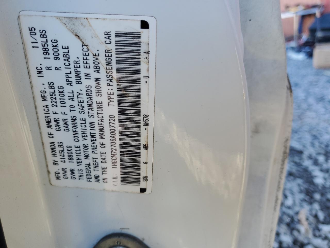 2006 Honda Accord Ex VIN: 1HGCM72706A007720 Lot: 87087994