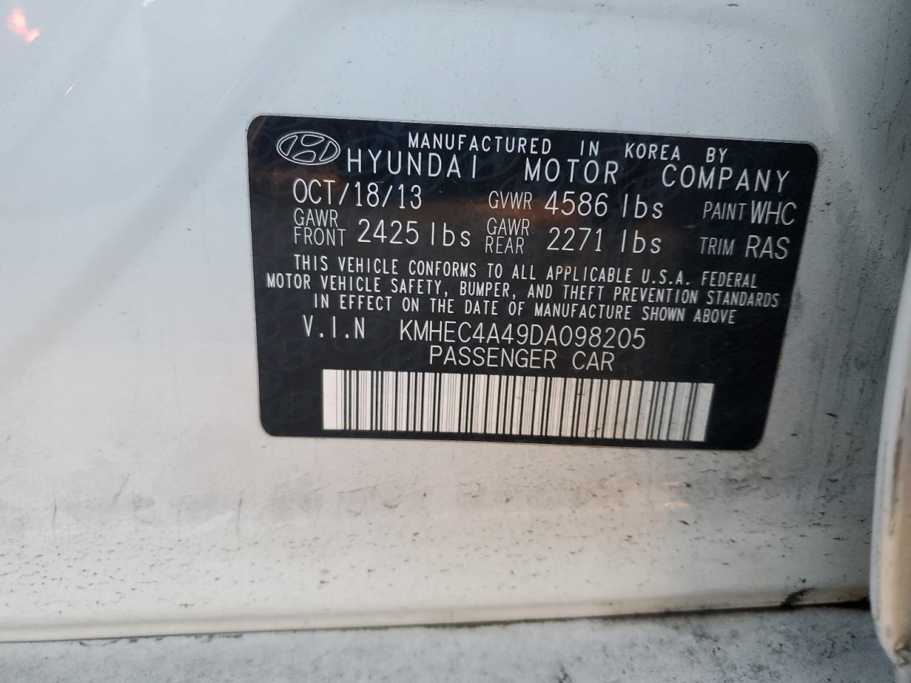 VIN KMHEC4A49DA098205 2013 HYUNDAI SONATA no.12