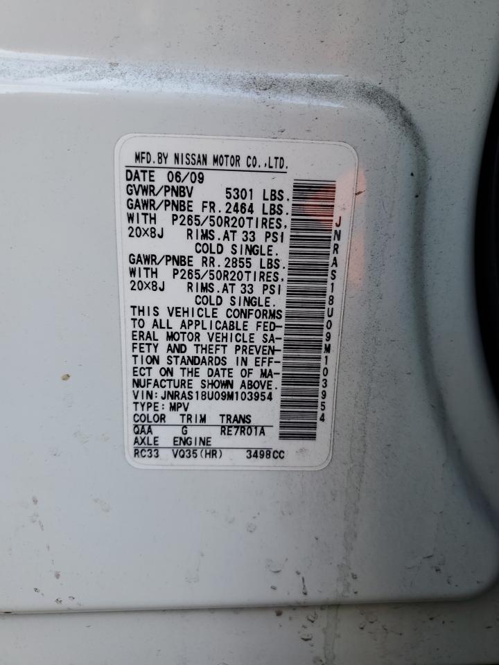 2009 Infiniti Fx35 VIN: JNRAS18U09M103954 Lot: 84711284