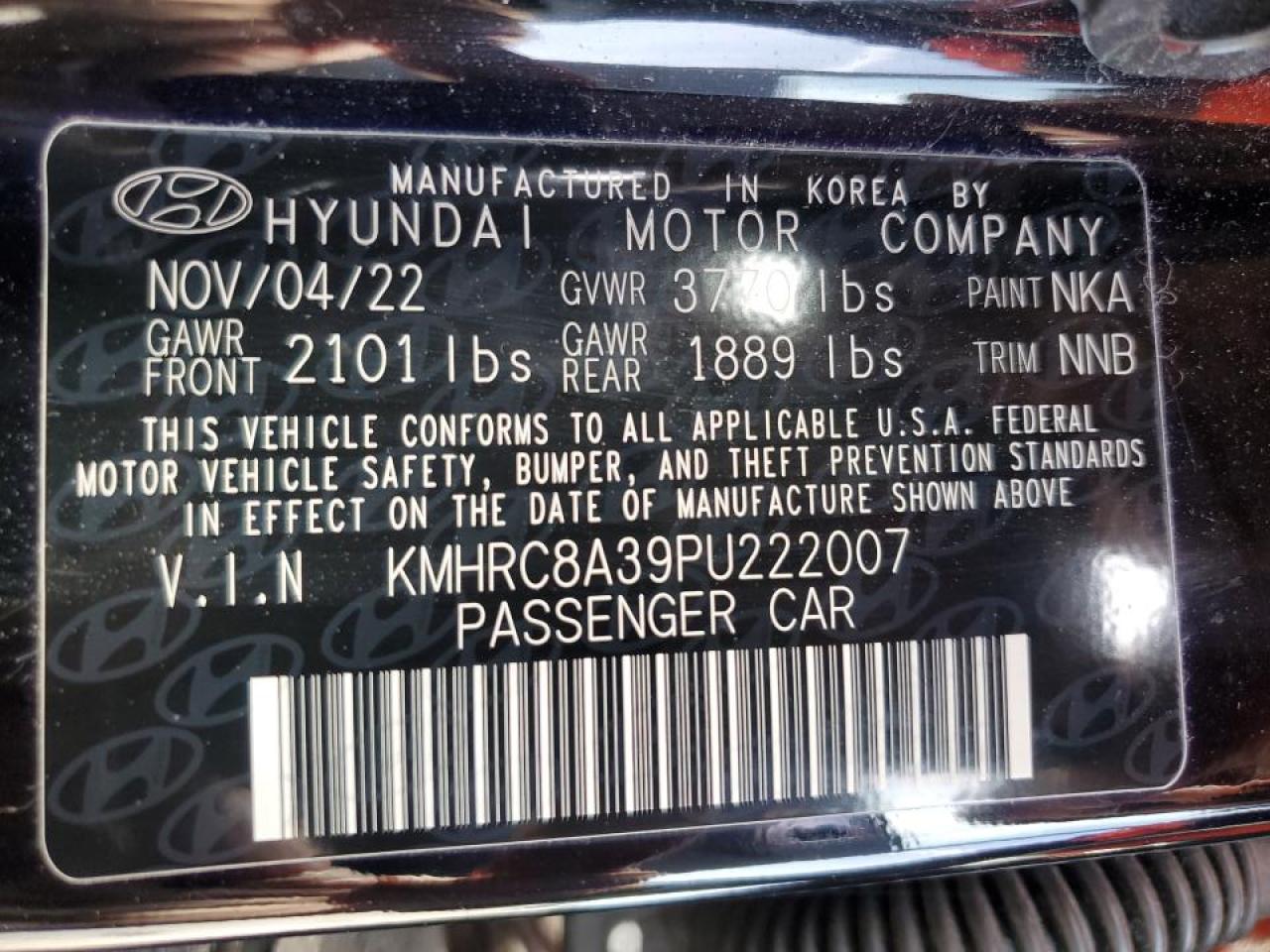 2023 Hyundai Venue Sel VIN: KMHRC8A39PU222007 Lot: 85118194