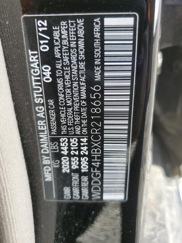 2012 Mercedes-Benz C 250 VIN: WDDGF4HBXCR218656 Lot: 86317264