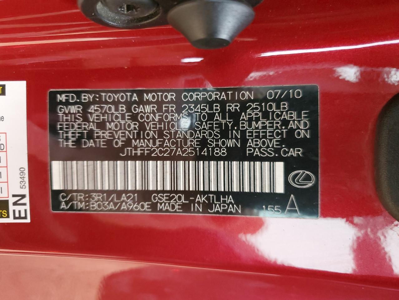 2010 Lexus IS - Image 12