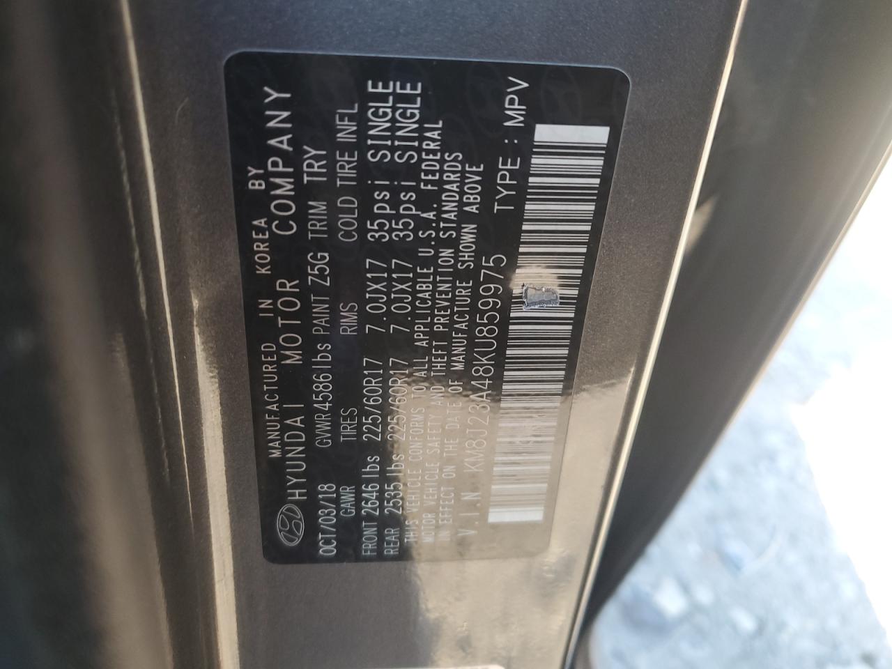 KM8J23A48KU859975 2019 HYUNDAI TUCSON - Image 13