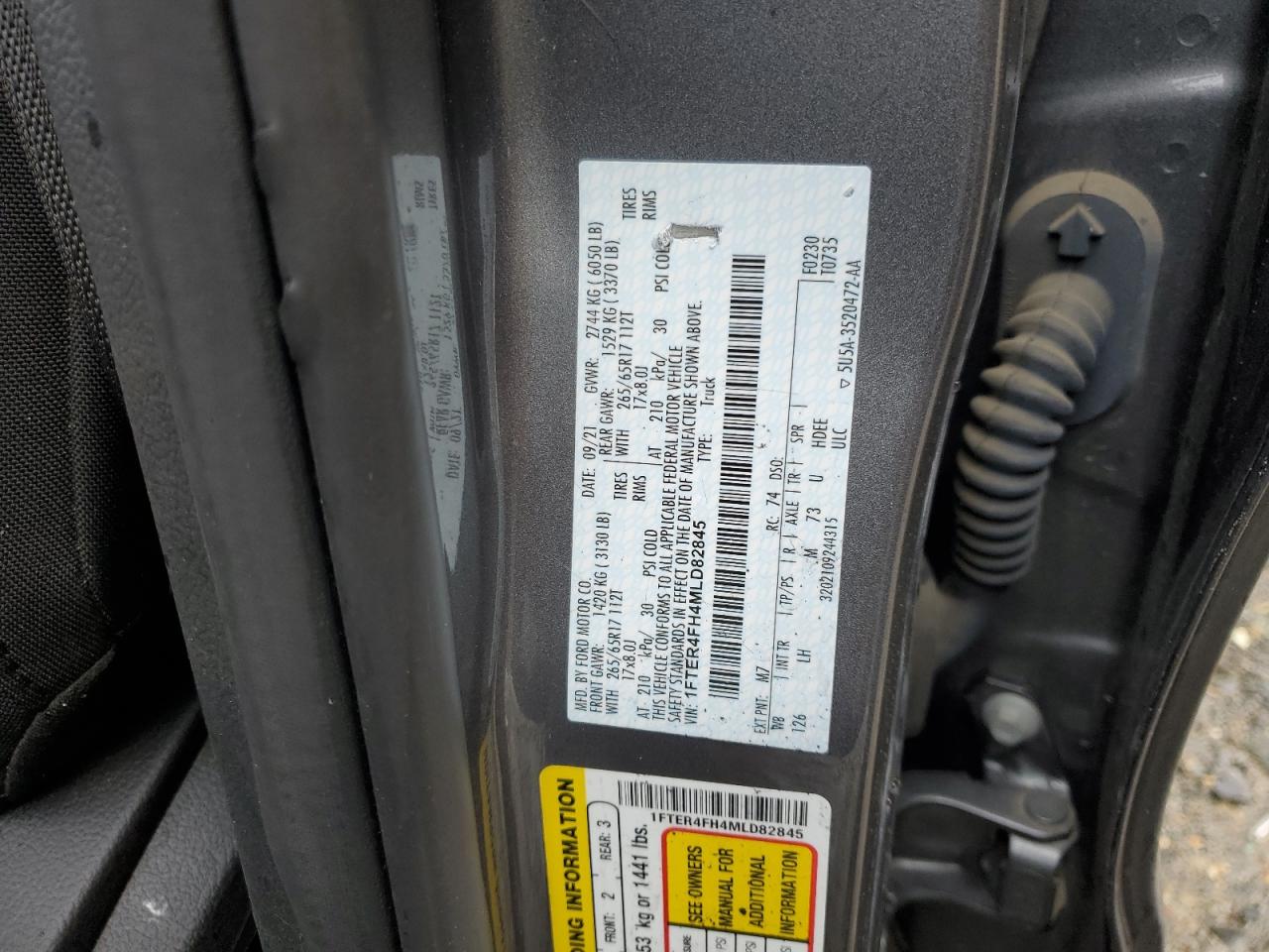 2021 Ford Ranger Xl VIN: 1FTER4FH4MLD82845 Lot: 86340164