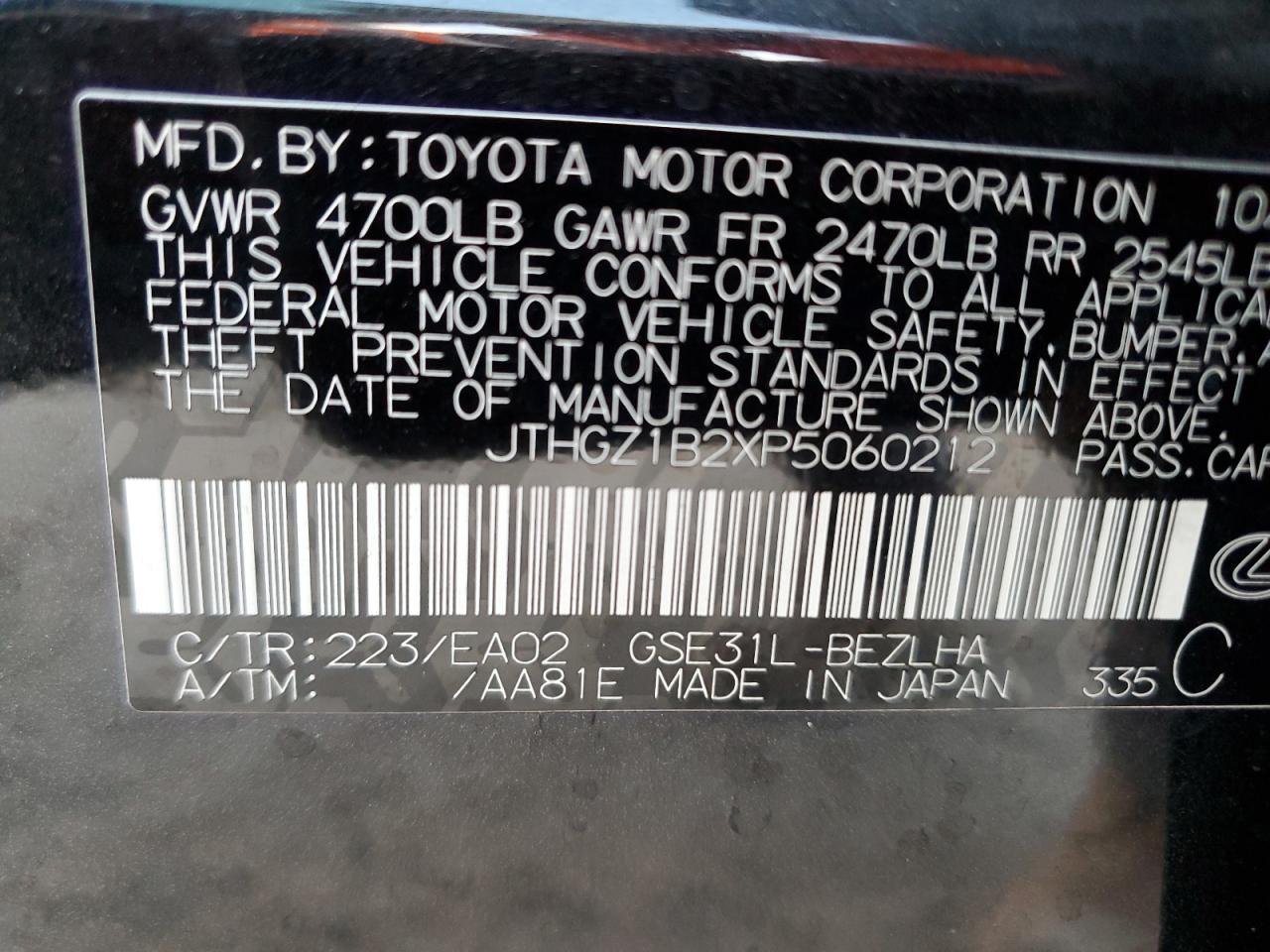 2023 Lexus Is 350 F Sport Design VIN: JTHGZ1B2XP5060212 Lot: 83406324