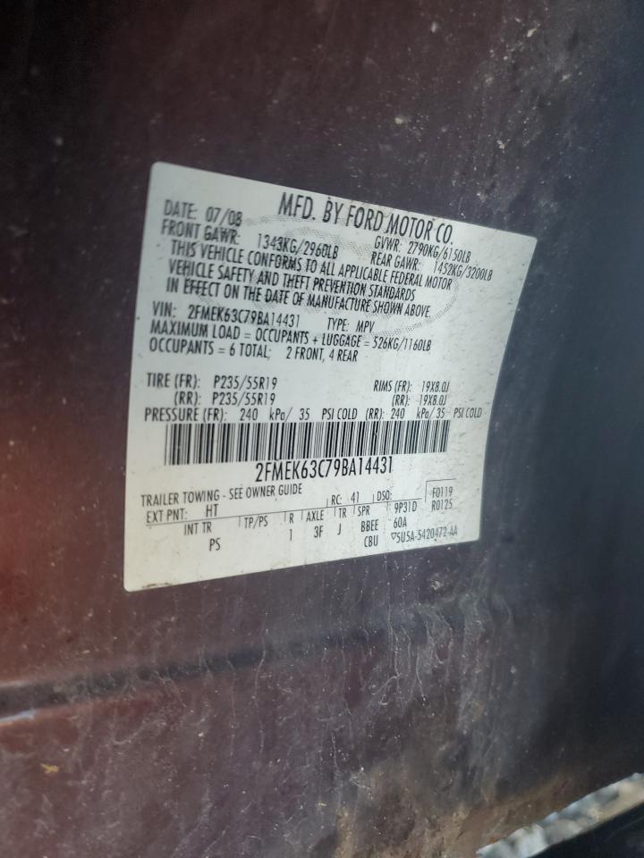 2009 Ford Flex Limited VIN: 2FMEK63C79BA14431 Lot: 65088555