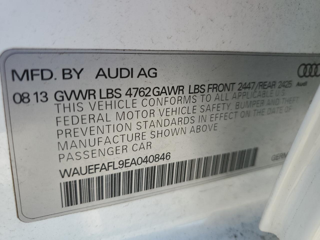 VIN WAUEFAFL9EA040846 2014 AUDI A4 no.12