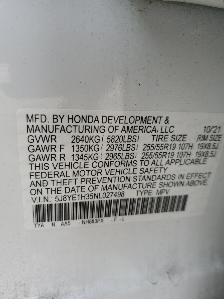 VIN 5J8YE1H35NL027498 2022 ACURA MDX no.14