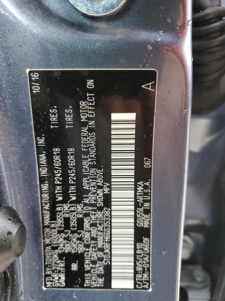 2016 Toyota Highlander Xle VIN: 5TDJKRFH6GS353382 Lot: 85076054