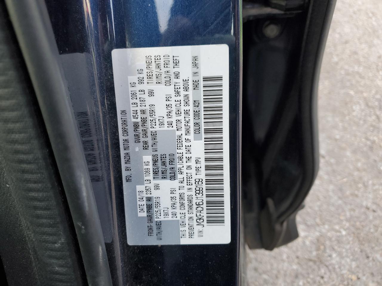 2018 Mazda Cx-5 Touring VIN: JM3KFACM6J1399169 Lot: 85023454