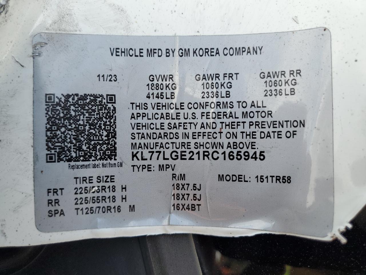 VIN KL77LGE21RC165945 2024 CHEVROLET TRAX 1RS no.14