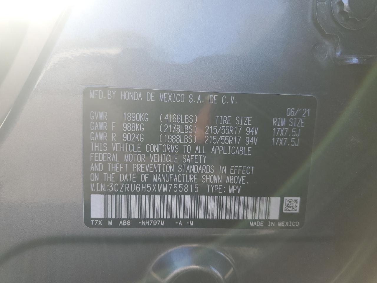 3CZRU6H5XMM755815 2021 HONDA HR-V - Image 15