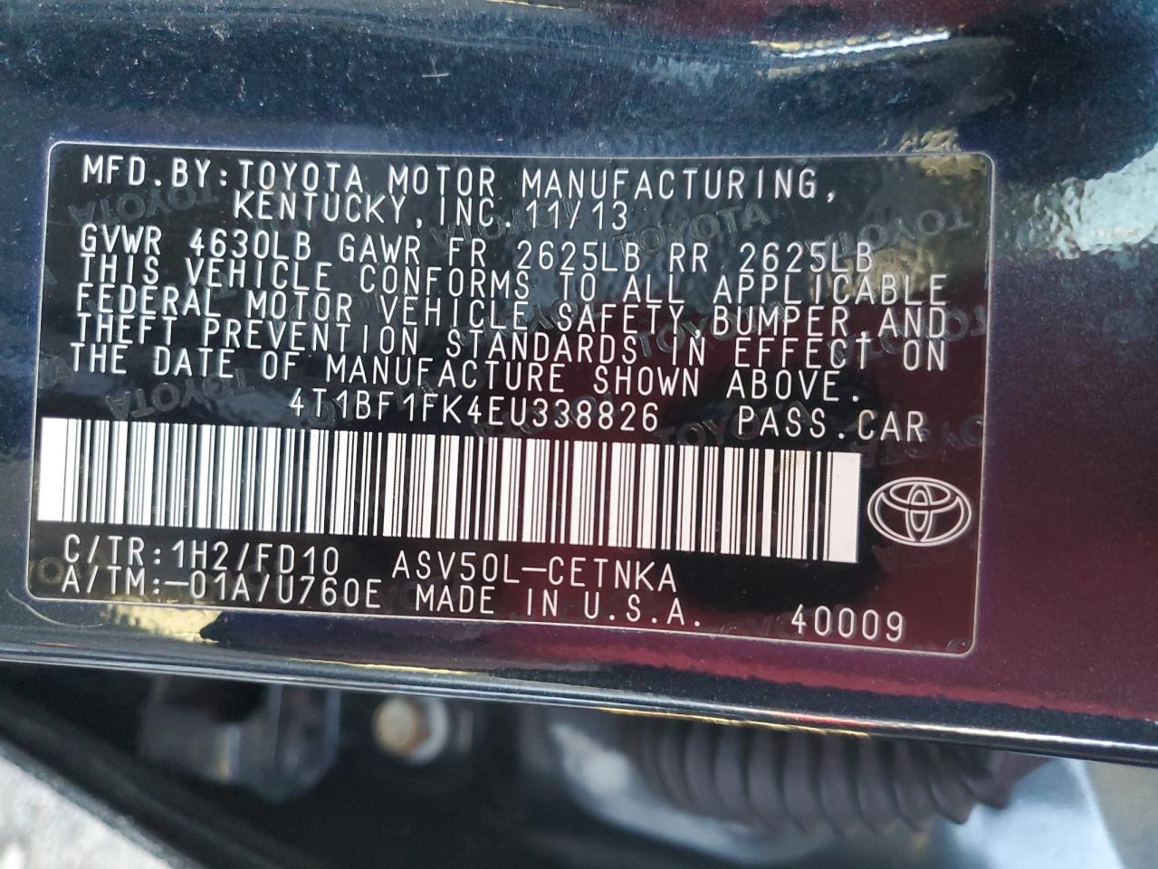 VIN 4T1BF1FK4EU338826 2014 TOYOTA CAMRY no.13