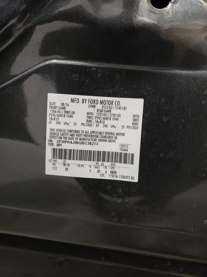 2016 Ford Edge Sel VIN: 2FMPK4J98GBC38213 Lot: 85471384