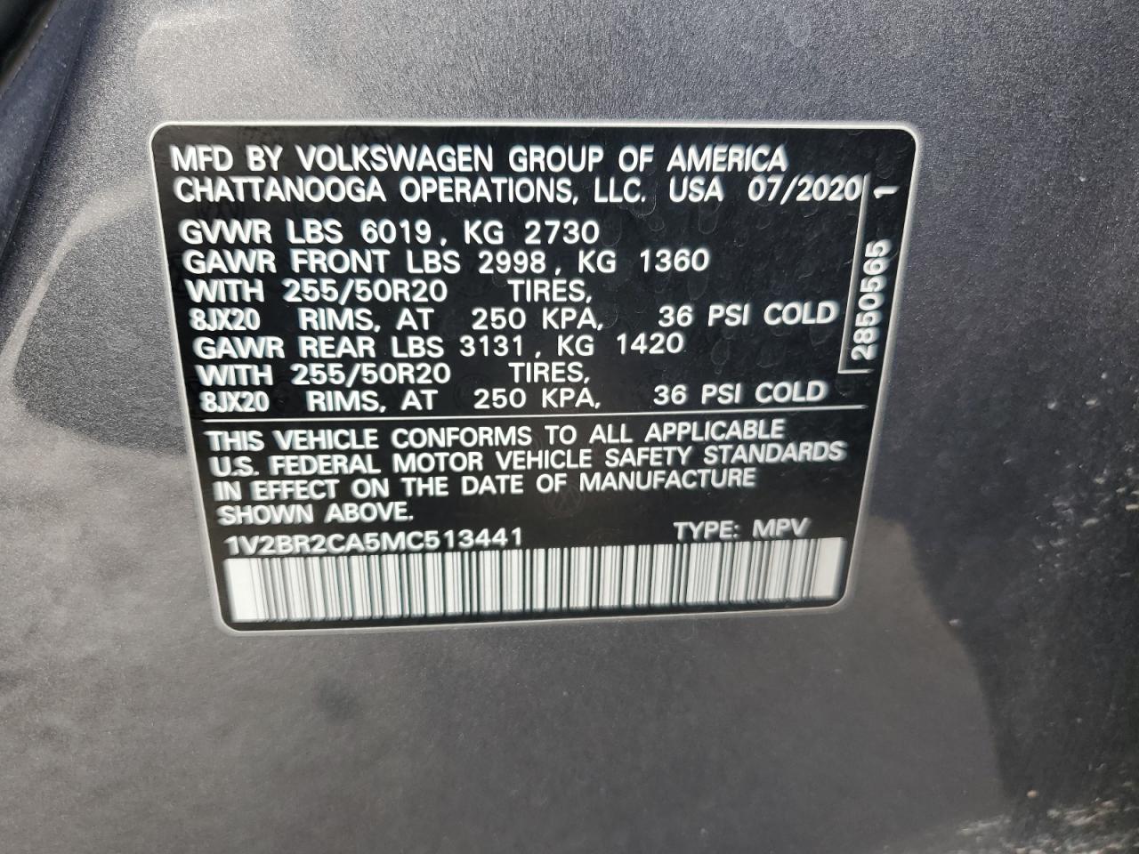 VIN 1V2BR2CA5MC513441 2021 VOLKSWAGEN ATLAS no.14