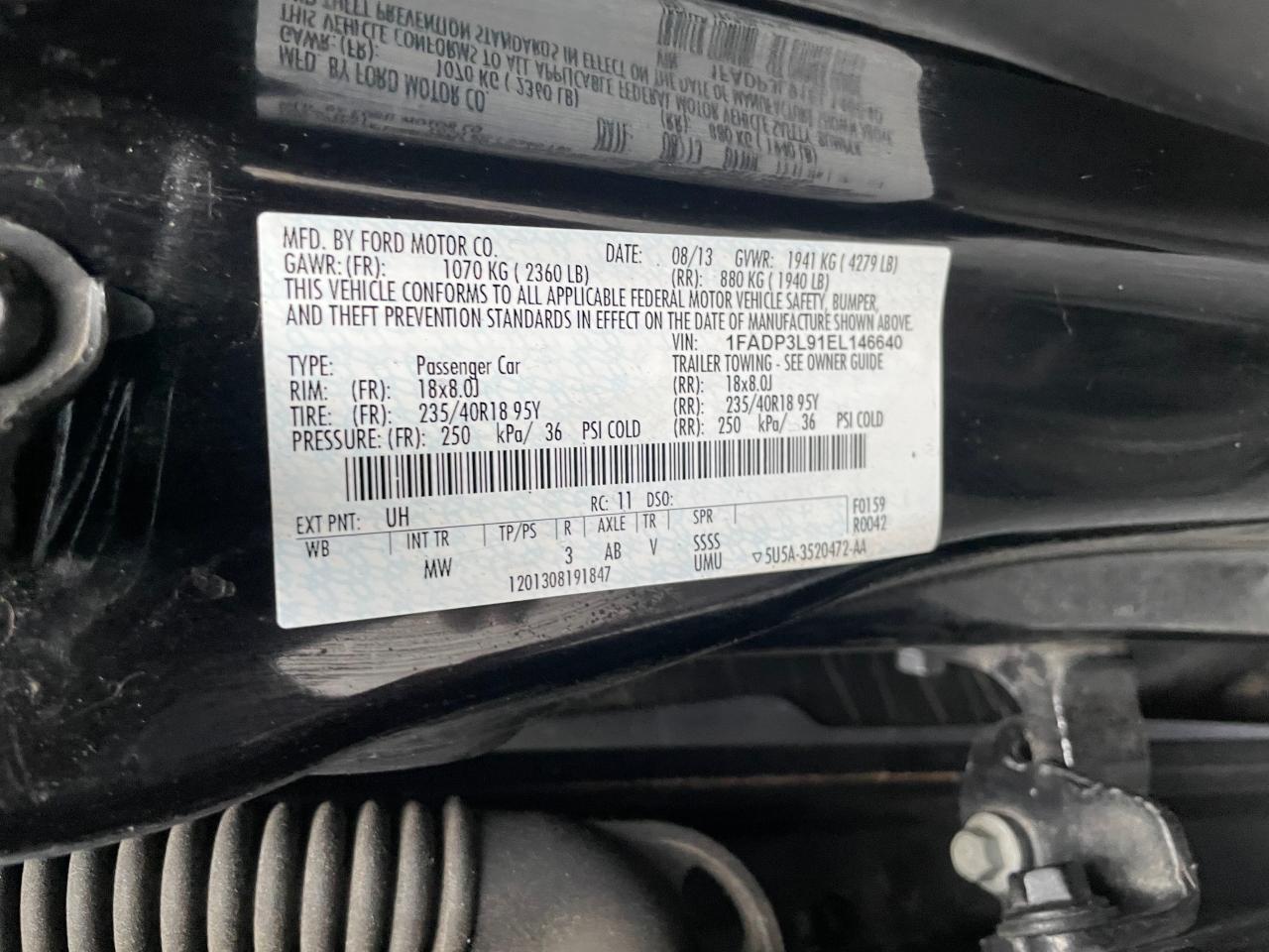 VIN 1FADP3L91EL146640 2014 FORD FOCUS no.10