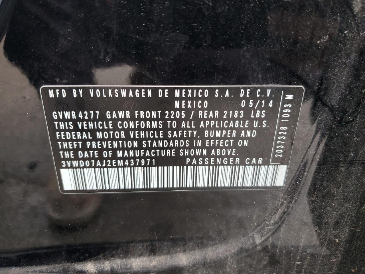 2014 Volkswagen Jetta Se VIN: 3VWD07AJ2EM437971 Lot: 83755294