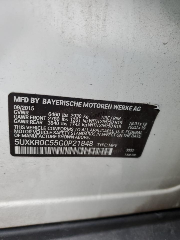 VIN 5UXKR0C55G0P21848 2016 BMW X5 no.13