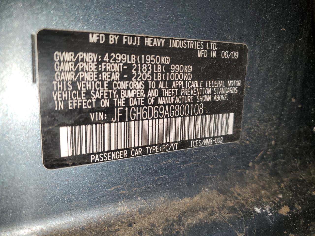 2010 Subaru Impreza Outback Sport VIN: JF1GH6D69AG800108 Lot: 82958884