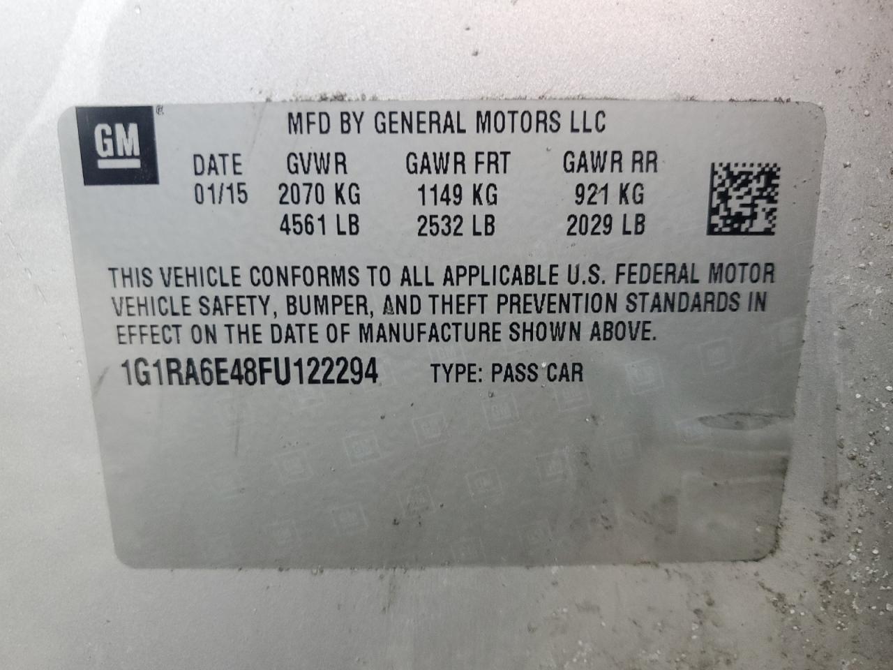 VIN 1G1RA6E48FU122294 2015 CHEVROLET VOLT no.12