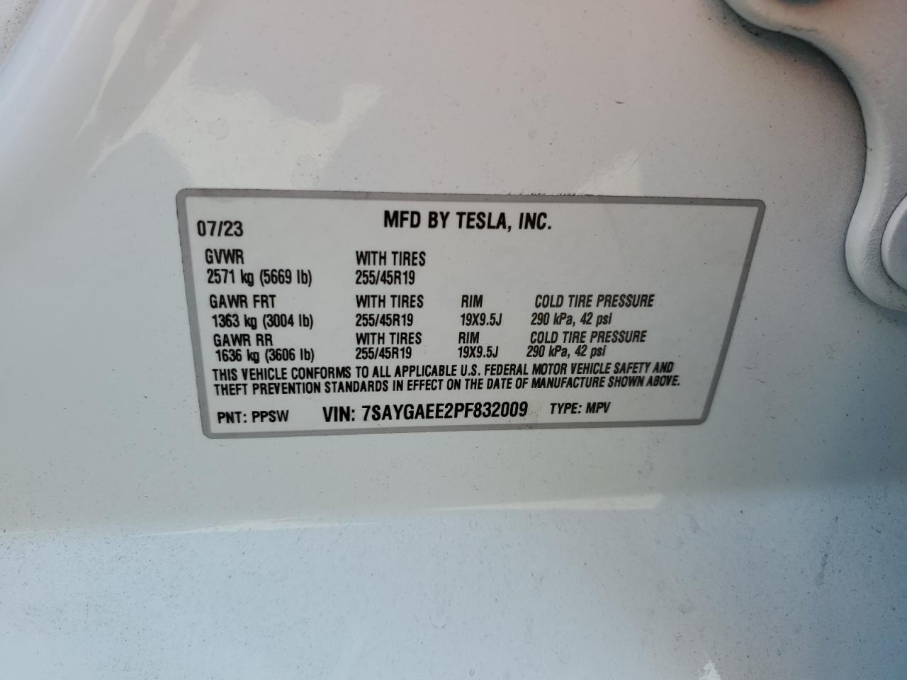 VIN 7SAYGAEE2PF832009 2023 TESLA MODEL Y no.13