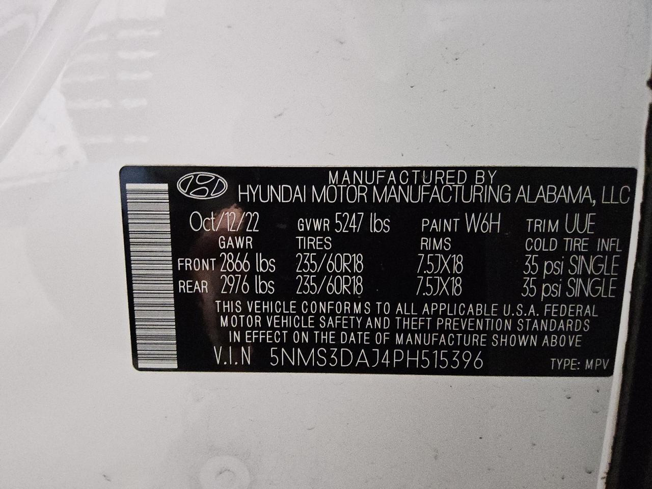 VIN 5NMS3DAJ4PH515396 2023 HYUNDAI SANTA FE no.13