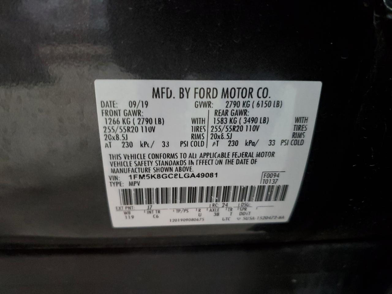 2020 Ford Explorer St VIN: 1FM5K8GC8LGA49081 Lot: 84906414