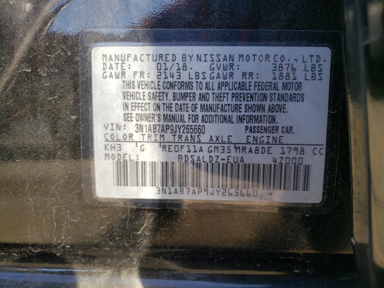 VIN 3N1AB7AP9JY265660 2018 NISSAN SENTRA no.13