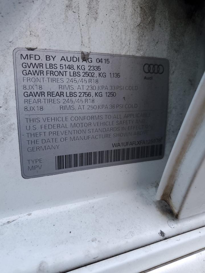 2015 Audi A4 Allroad Premium Plus VIN: WA1UFAFLXFA125978 Lot: 84795264