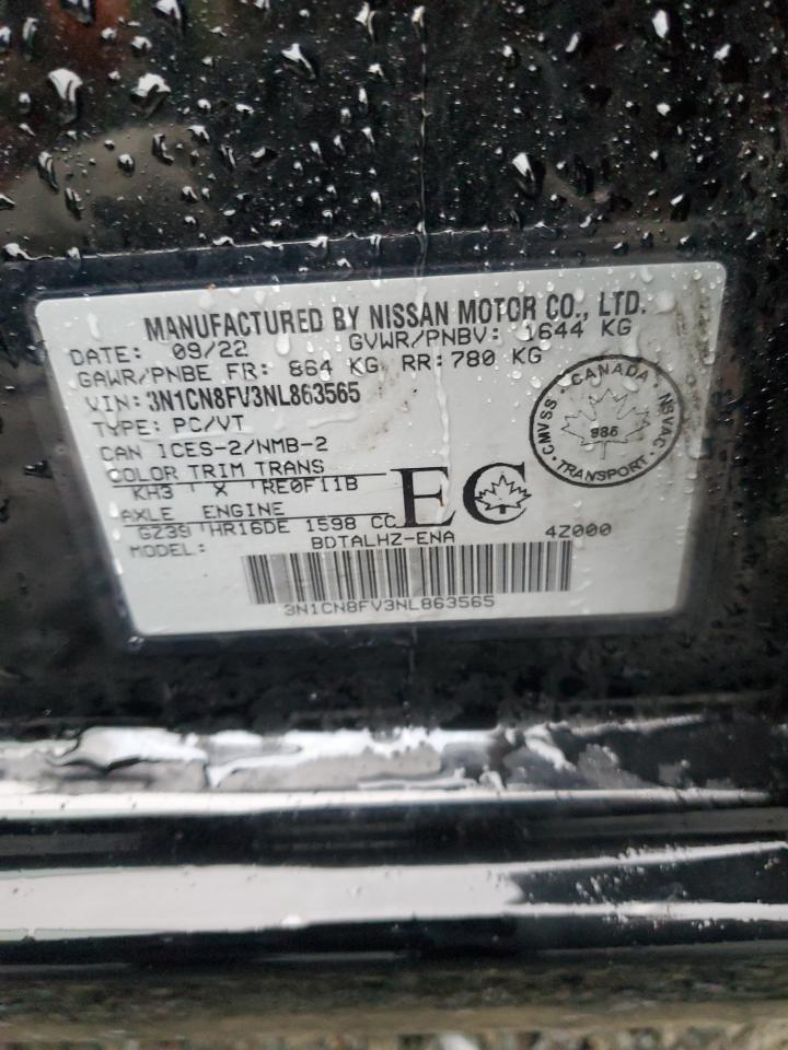 2022 Nissan Versa Sr VIN: 3N1CN8FV3NL863565 Lot: 83747114