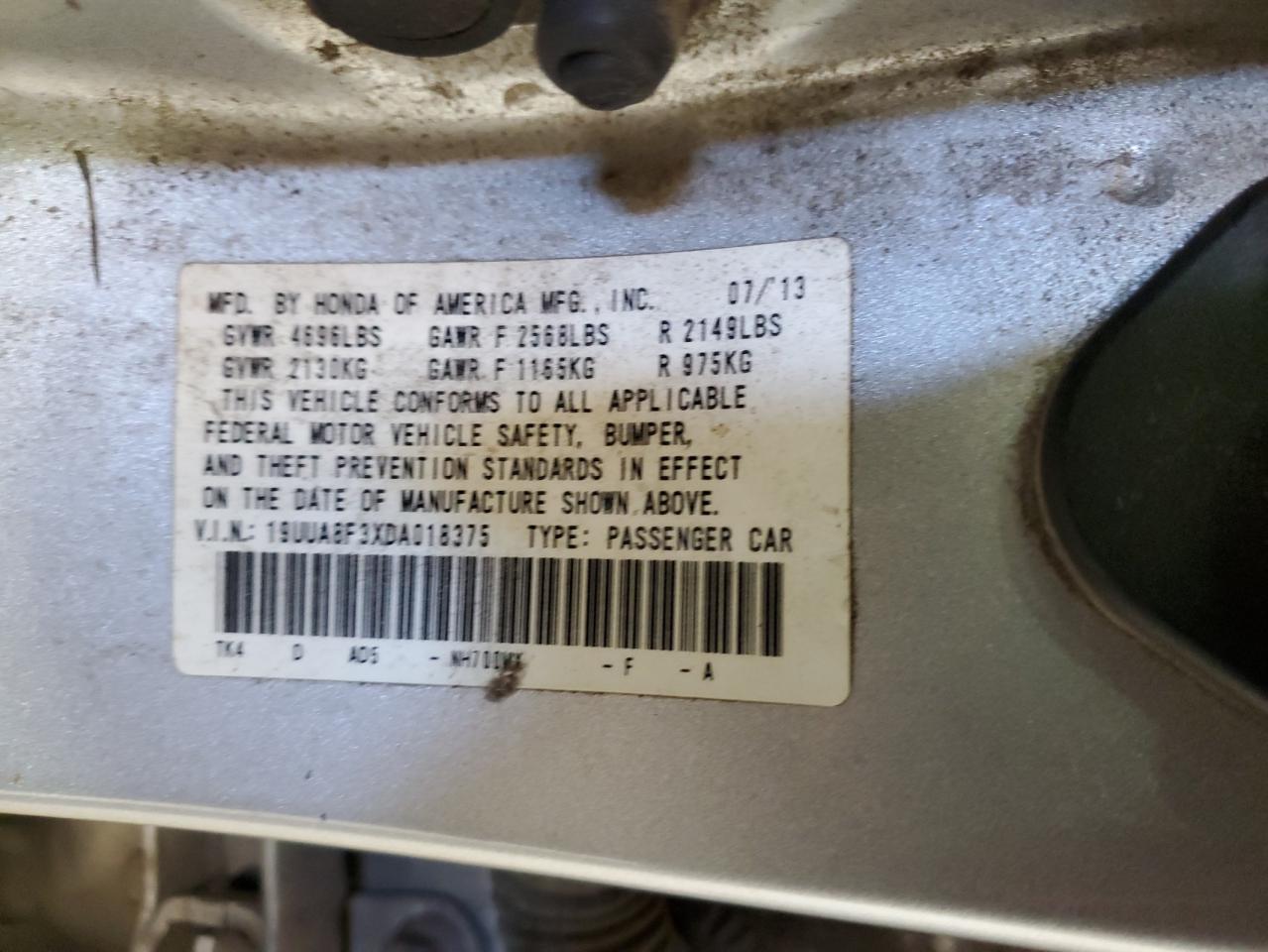 2013 Acura Tl Se VIN: 19UUA8F3XDA018375 Lot: 84875924