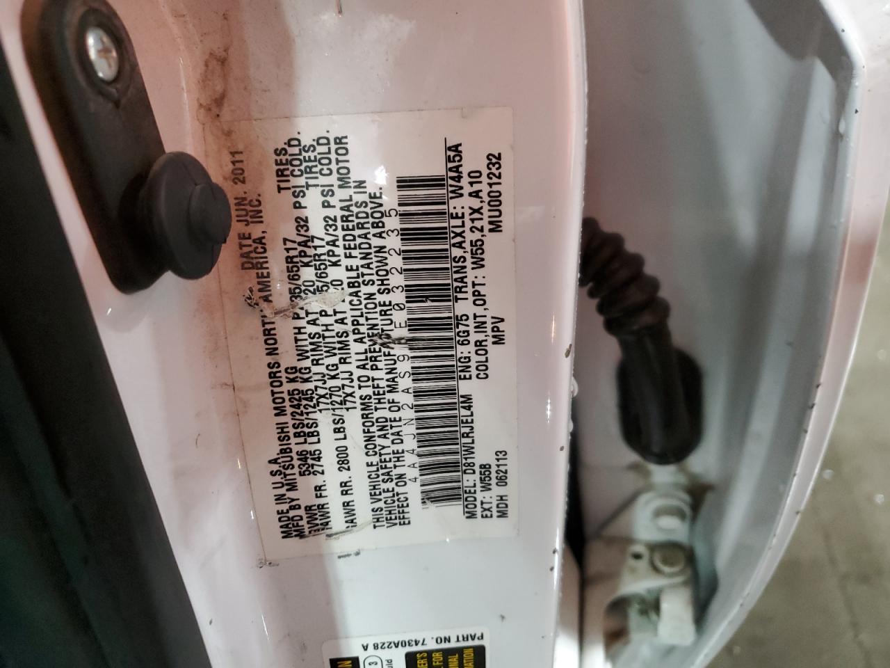 2011 Mitsubishi Endeavor Ls VIN: 4A4JN2AS9BE032235 Lot: 82438614