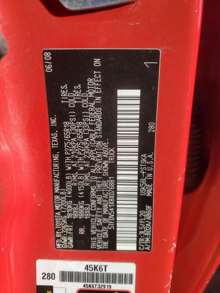 2008 Toyota Tundra Crewmax VIN: 5TFDV541X8X076881 Lot: 86536244