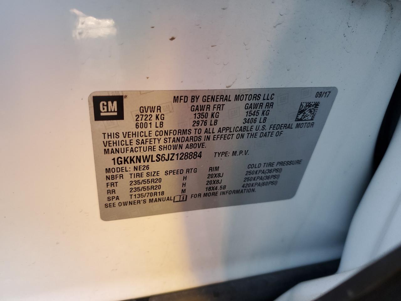 2018 GMC Acadia Slt-2 VIN: 1GKKNWLS6JZ128884 Lot: 82590744