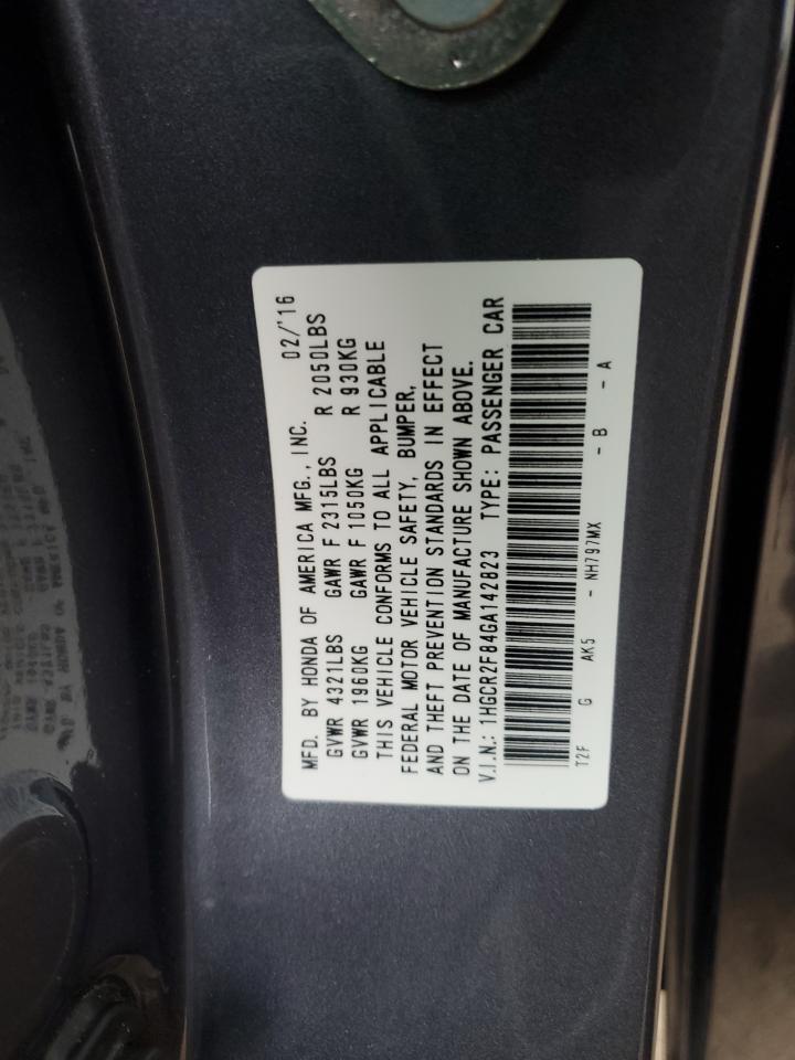 VIN 1HGCR2F84GA142823 2016 HONDA ACCORD no.12