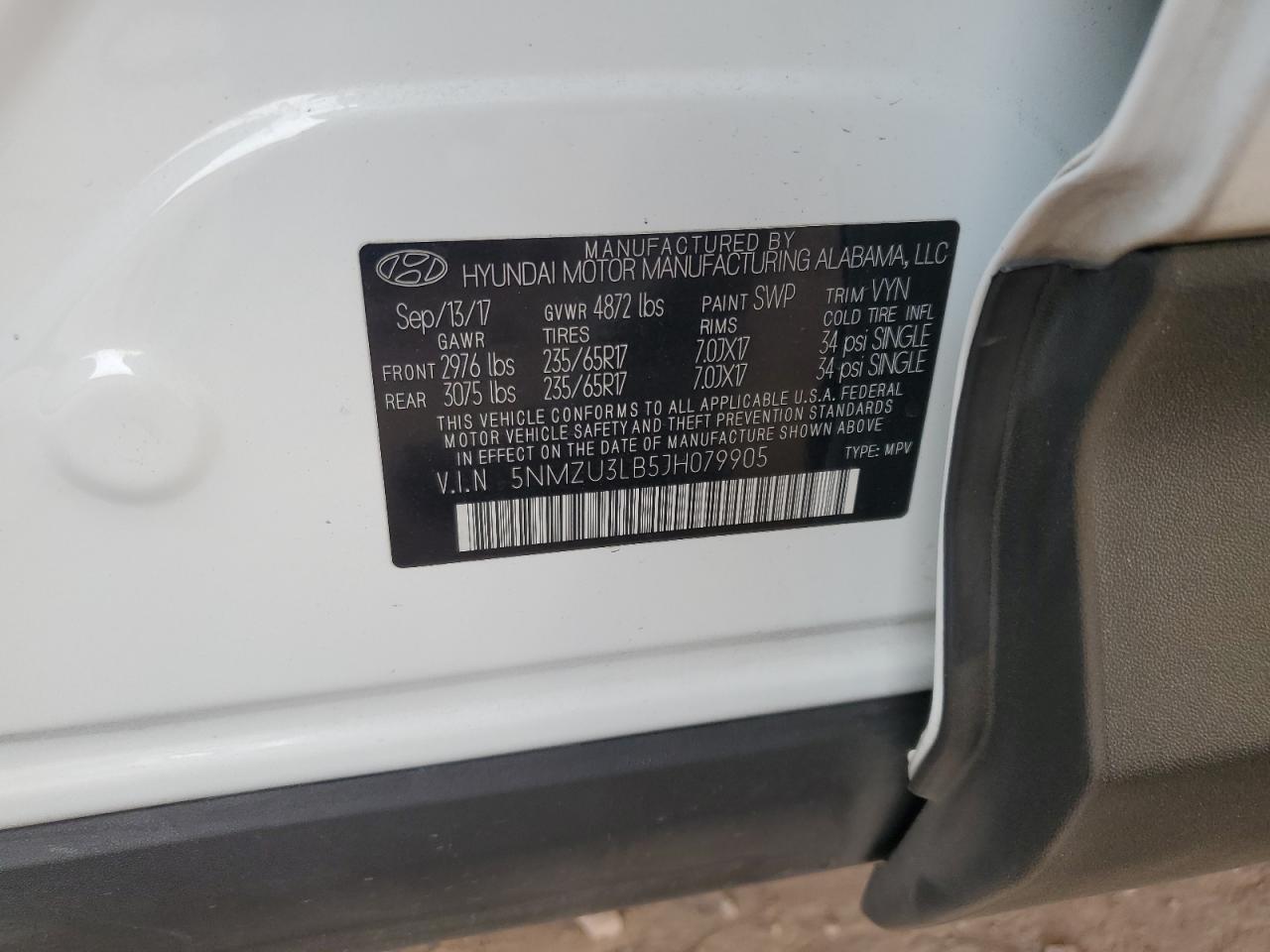 2018 Hyundai Santa Fe Sport VIN: 5NMZU3LB5JH079905 Lot: 65810175