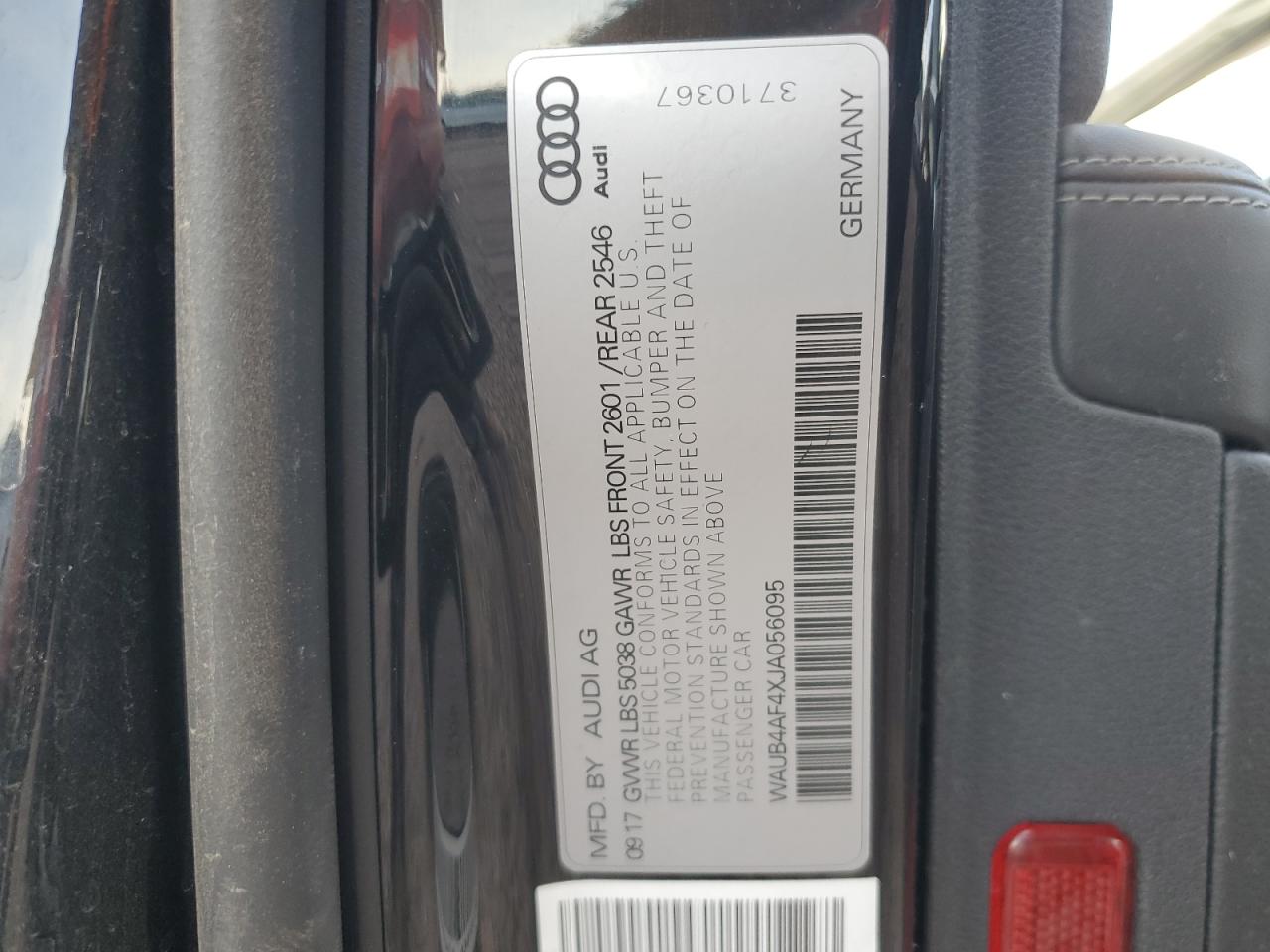 2018 Audi S4 Premium Plus VIN: WAUB4AF4XJA056095 Lot: 86311104
