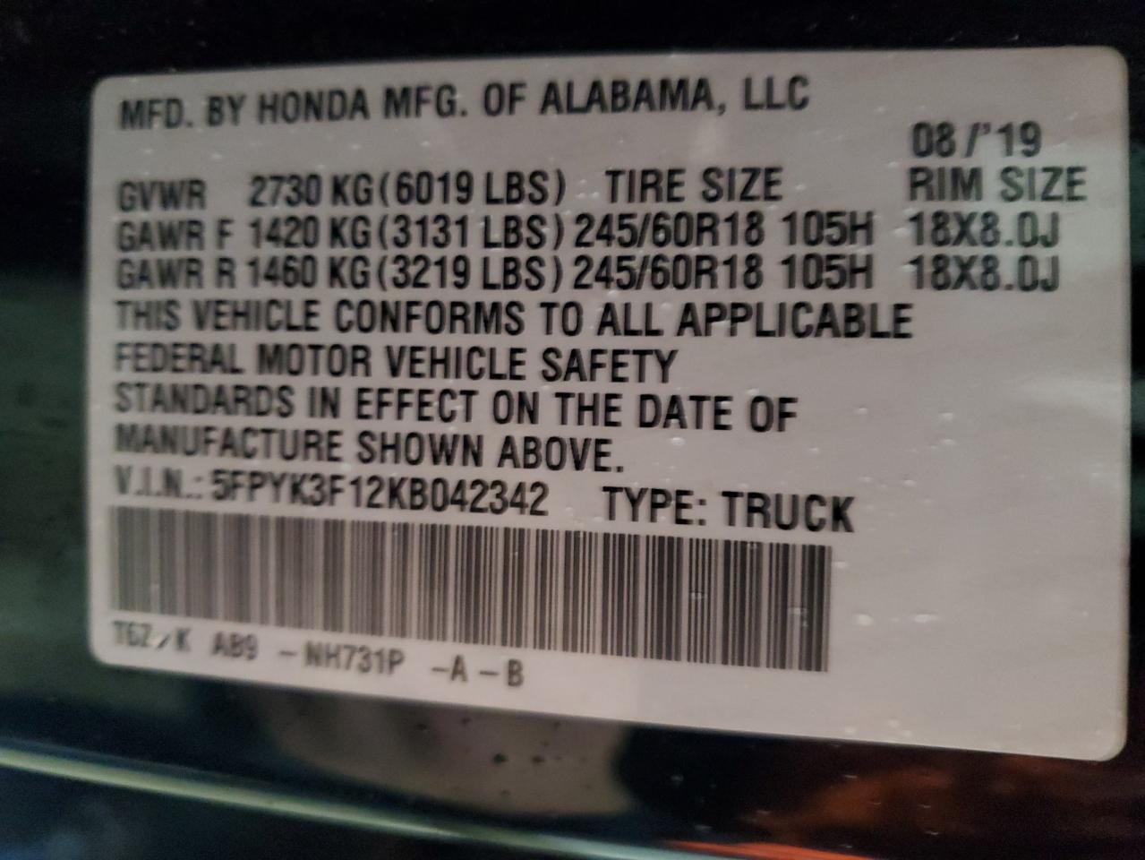 2019 Honda Ridgeline - Image 13