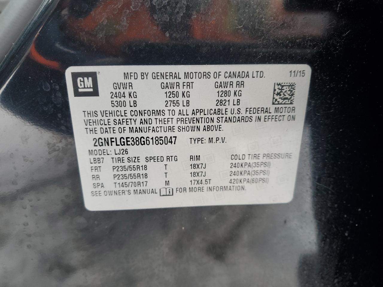 VIN 2GNFLGE38G6185047 2016 CHEVROLET EQUINOX no.13