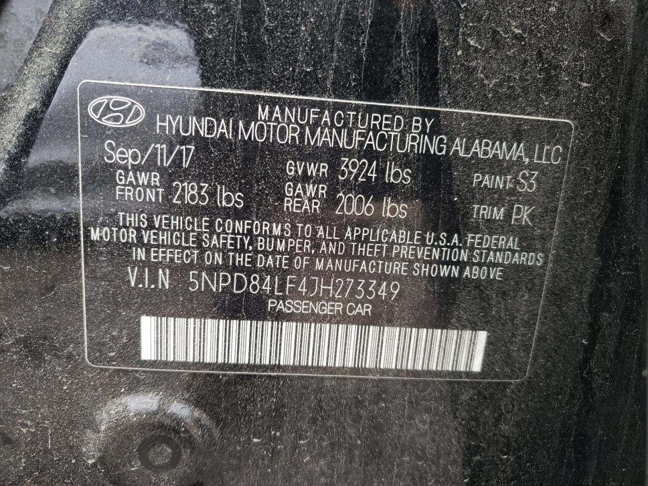 VIN 5NPD84LF4JH273349 2018 HYUNDAI ELANTRA no.12