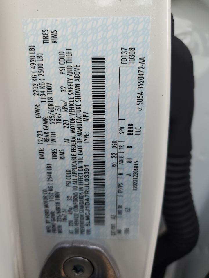 2024 Lincoln Corsair VIN: 5LMCJ1DA7RUL03391 Lot: 84696764