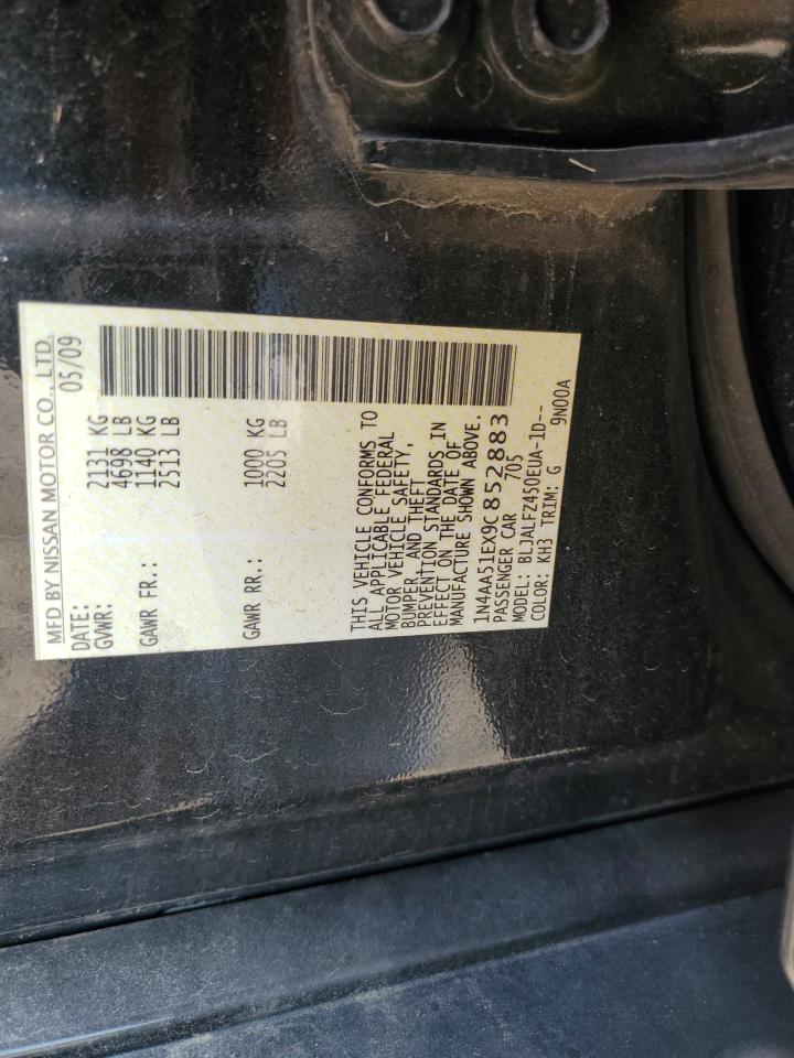 2009 Nissan Maxima S VIN: 1N4AA51EX9C852883 Lot: 84206414