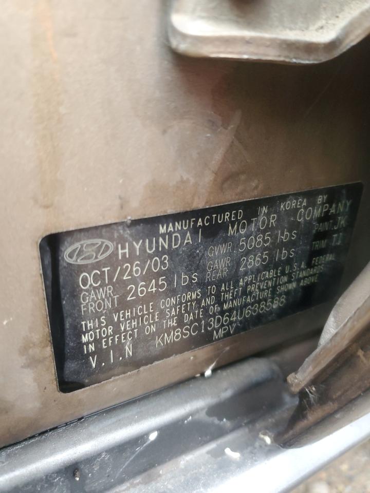 2004 Hyundai Santa Fe Gls VIN: KM8SC13D64U638588 Lot: 83080394