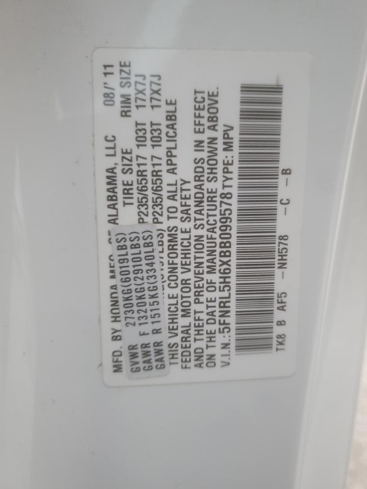 2011 Honda Odyssey Exl VIN: 5FNRL5H6XBB099578 Lot: 94537105